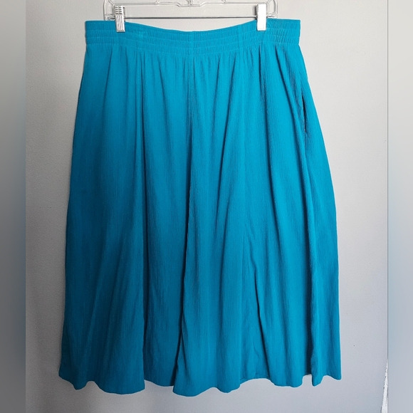 Koret Dresses & Skirts - Vintage Gauze Midi Skirt Tagged 20W Fits 2X Turquoise Blue Pockets USA Made